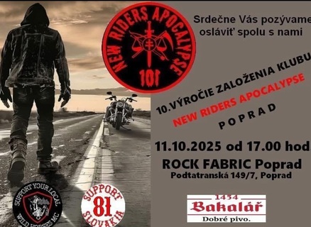 10. výročie založenie klubu NEW RIDERS APOCALYPSE