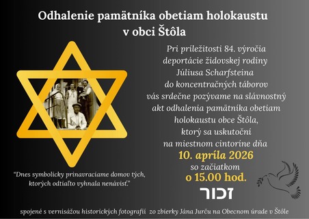 Odhalenie pamätníka obetiam holokaustu